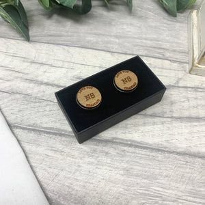 Love You Grandad Personalised Wooden Cufflinks Engraved with Initials/Birthday/Father&#39;s Day/Grandpa Special Gift