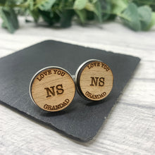 Load image into Gallery viewer, Love You Grandad Personalised Wooden Cufflinks Engraved with Initials/Birthday/Father&#39;s Day/Grandpa Special Gift
