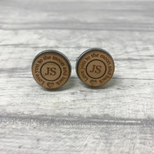 Load image into Gallery viewer, Love You To The Moon And Back Personalised Wooden Cufflinks Engraved with Initials
