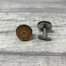 Load image into Gallery viewer, Love You To The Moon And Back Personalised Wooden Cufflinks Engraved with Initials
