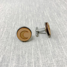 Load image into Gallery viewer, Moon and Star Wooden Cufflinks
