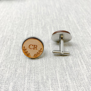 Personalised Wooden Cufflinks Engraved with Initials