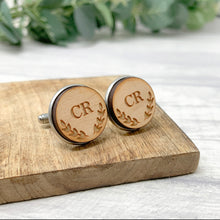 Load image into Gallery viewer, Personalised Wooden Cufflinks Engraved with Initials

