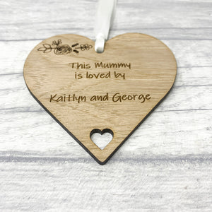 Personalised Wooden Heart 'This Mummy/Nanny is loved by' With Names