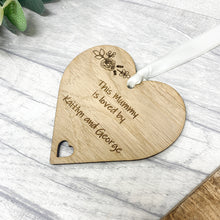 Load image into Gallery viewer, Personalised Wooden Heart &#39;This Mummy/Nanny is loved by&#39; With Names
