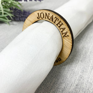 Personalised Wedding Napkin Rings  With Names and Name of Guest