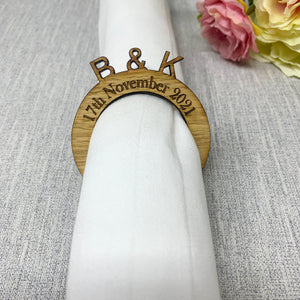 Personalised Wedding/Party Napkin Rings  Place Settings Table Decorations With Initials and Date