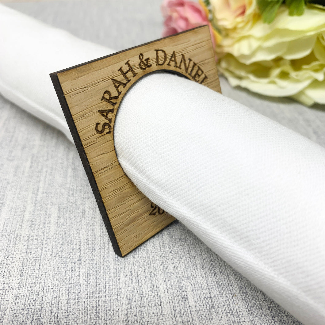 Square Personalised Wedding/Party  Napkin Rings