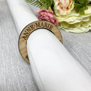 Personalised Wedding Napkin Rings  With Names and Name of Guest
