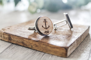 Anchor Cufflinks Engraved with Initials