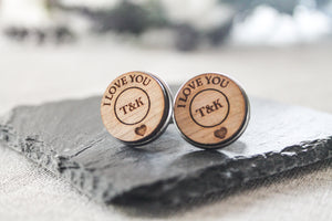 'I Love You' Cufflinks Engraved with Initials