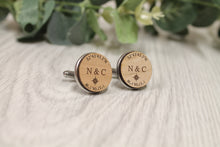 Load image into Gallery viewer, Personalised Engraved Cufflinks Coordinates and Initials
