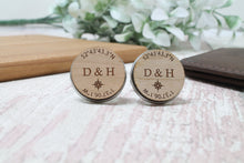 Load image into Gallery viewer, Personalised Engraved Cufflinks Coordinates and Initials
