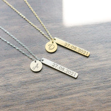 Load image into Gallery viewer, Personalised Necklace Engraved With Initial and Date
