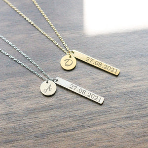 Personalised Necklace Engraved With Initial and Date