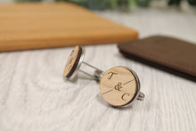 Load image into Gallery viewer, Personalised Wooden Cufflinks Engraved Initials
