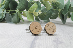 Personalised Wooden Cufflinks Engraved Initials