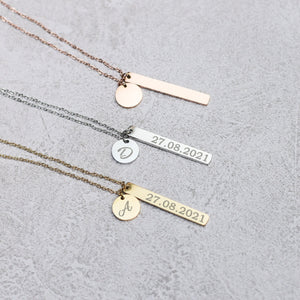 Personalised Necklace Engraved With Initial and Date
