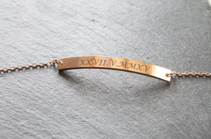 Personalised Bracelet - Date in Roman Numerals Stainless Steel