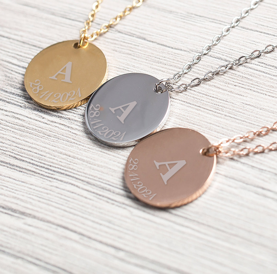 Personalised jewellery - necklace with initial an date, bridesmaid gift, present for her, mothers day gift, birthday present
