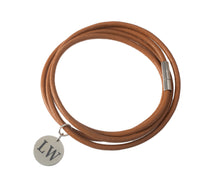 Load image into Gallery viewer, Personalised Leather Wrap Bracelet With Engraved Initials - Add Multiple Tags, Bridesmaid Gift, Valentine&#39;s Present, Mother&#39;s Day
