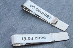 Personalised Tie Clip Initials and Date - Stainless Steel/Wedding Tie Clip /Gift for Boyfriend or Husband/Valentines Gift