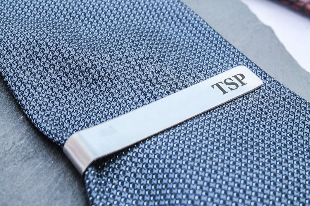 Personalised Tie Clip Initials and Date - Stainless Steel/Wedding Tie Clip /Gift for Boyfriend or Husband/Valentines Gift