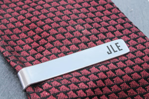Personalised Tie Clip Initials With Date on Back - Stainless Steel/Wedding Accessory/Gift for Boyfriend or Husband/Valentines Gift