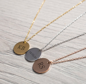 Personalised Necklace Initials Front Date Back - Bridesmaid Gift, Valentines, Girlfriend, Mother&#39;s Day