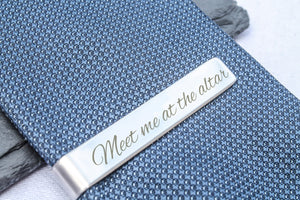 Wedding Tie Clip &#39;Meet me at the altar&#39; Custom message on the back - Groomsmen Gift/Wedding Party/Wedding Suit Accessory