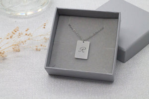 Personalised Initial Necklace Engraved - Bridemaid Gift, Engraved Jewellery, Mother&#39;s Day Gift, Gift Box
