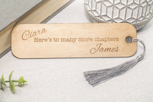 Load image into Gallery viewer, Personalised Bookmark With Tassels - Engraved Gift for Partner, Booklover, Boyfriend, Girlfriend
