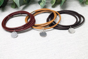 Personalised Leather Wrap Bracelet With Date in Roman Numerals - Add Multiple Tags, Bridesmaid Gift, Valentine&#39;s Present, Mother&#39;s Day