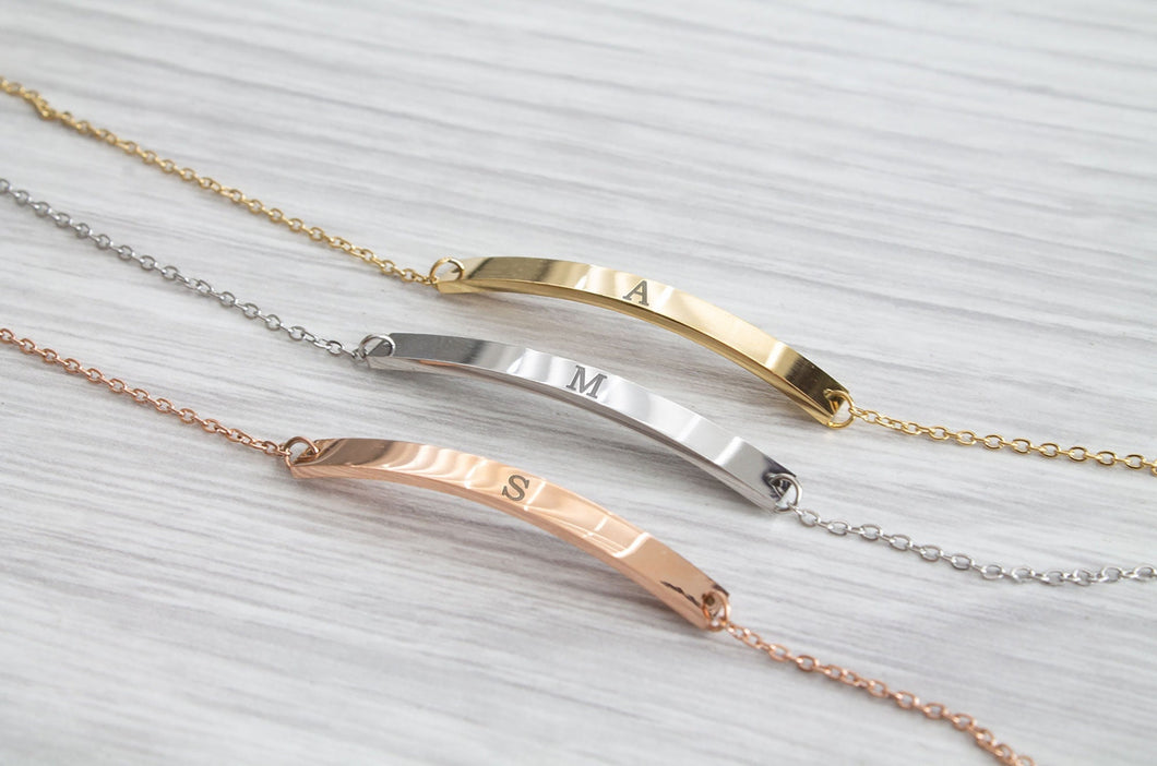 Personalised Bracelet With Initial Engraved -  Bridesmaid Gift, Gifts for Her, Valentine's Gift , Birthday Gift,  Engraved Jewellery