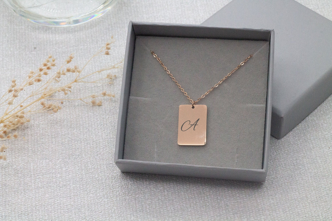 Personalised Initial Necklace Engraved - Bridemaid Gift, Engraved Jewellery, Mother's Day Gift, Gift Box