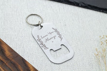 Load image into Gallery viewer, Engraved Bottle Opener Keyring Personalised With Any Text - Birthday Gift, Groomsman Present, Gift for him
