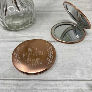 Engraved Custom Name Compact Mirror - Best Mum Nan - Mothers Day Gift for Her