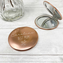Load image into Gallery viewer, Compact Pocket Mirror - Best Mum - Personalised engraved name for Mothers Day - Gift for Her
