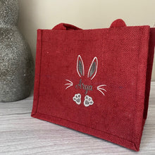 Load image into Gallery viewer, Personalised Easter Bunny Jute Bag - Embroidered Name - Easter Basket - Egg Hunt Gift - Easter Treat Bag
