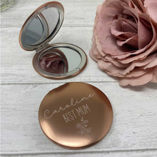 Load image into Gallery viewer, Compact Pocket Mirror - Best Mum - Personalised engraved name for Mothers Day - Gift for Her
