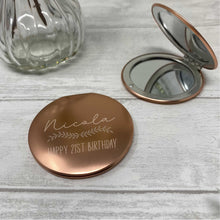 Load image into Gallery viewer, Personalised Compact Mirror Birthday Present - Any Age - Compact Makeup and Beauty Pocket Mirror

