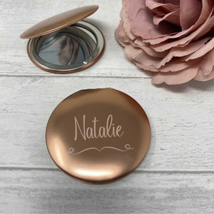 Personalised engraved name compact mirror - personalised gift, wedding compact mirror, beauty and makeup