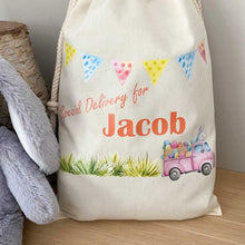 Load image into Gallery viewer, Personalised Easter Bag - Special Delivery Canvas Stuff Bag - Easter Egg Hunt - Kids Easter Gift
