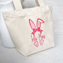 Load image into Gallery viewer, Personalised Easter Bag - Canvas Tote Easter Treats - Egg Hunt Custom Name - Pink or Blue
