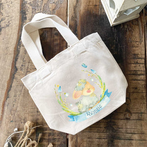 Personalised Easter Treat Bag - Little Lamb Design - Canvas Gift Bag - Easter Egg Hunt