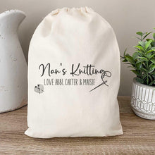 Load image into Gallery viewer, Personalised Gift for Nan - Knitting Bag with names - Mothers Day Birthday Christmas Gift
