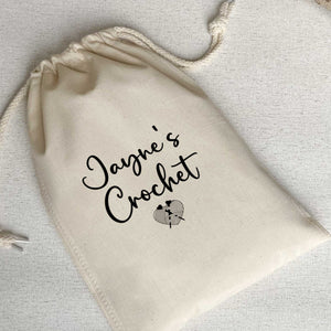 Personalised Crochet Project Bag - Custom canvas tote for craft storage