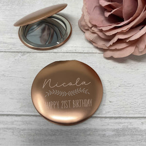 Personalised Compact Mirror 21st Birthday Present