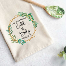 Load image into Gallery viewer, Personalised Tea Towel New Home Gift for Couples - Housewarming First Home Kitchen Present
