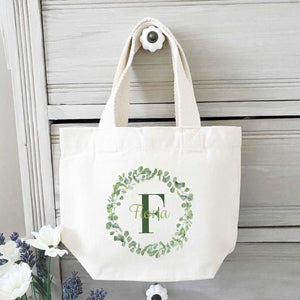 Personalised Name Flower Reusable Canvas Gift Tote Bag - Bridesmaid Wedding Party Gift - Mothers Day Birthday Gift